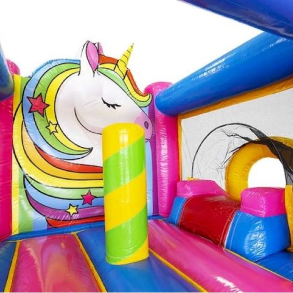 bouncy unicorn springkussen huren bij attractieverhuur TimTom