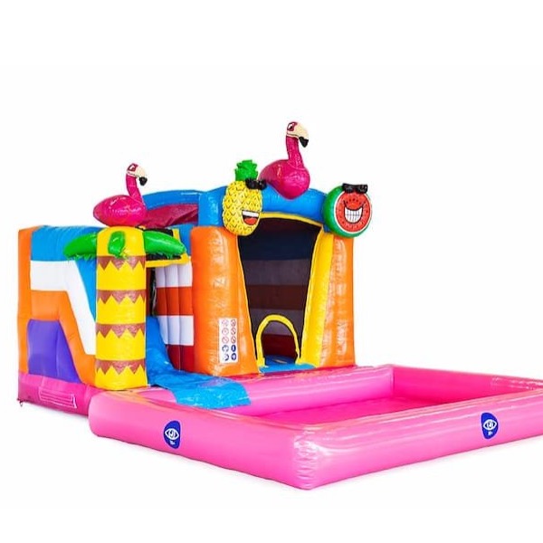 De mini splash flamingo waterbad is te huur bij Attractieverhuur TimTom